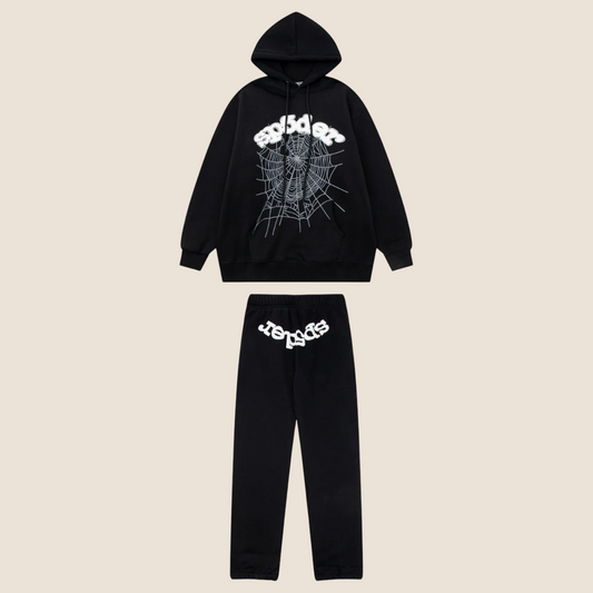 Sp5der Full Black Tracksuit