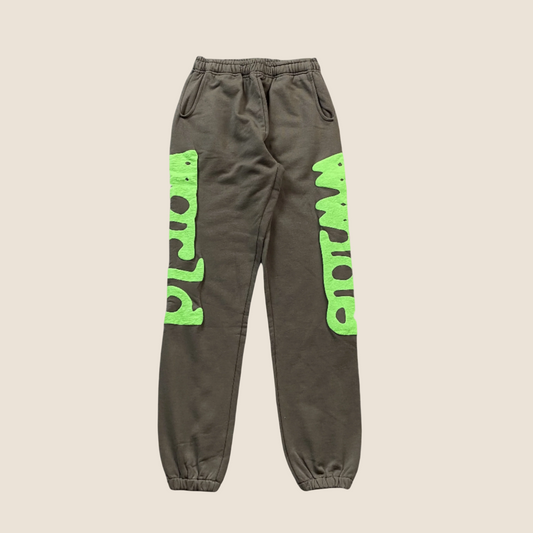 Sp5der Beluga Grey & Green Sweatpants